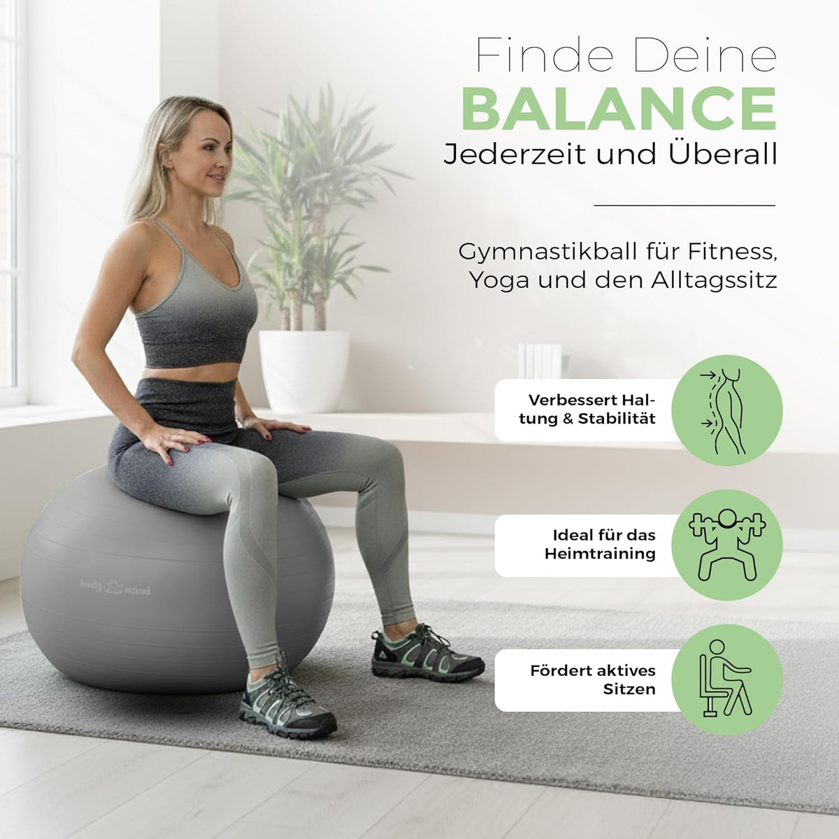 Body & Mind Gymnastikball Grau Detailbild #Farbe_Grau