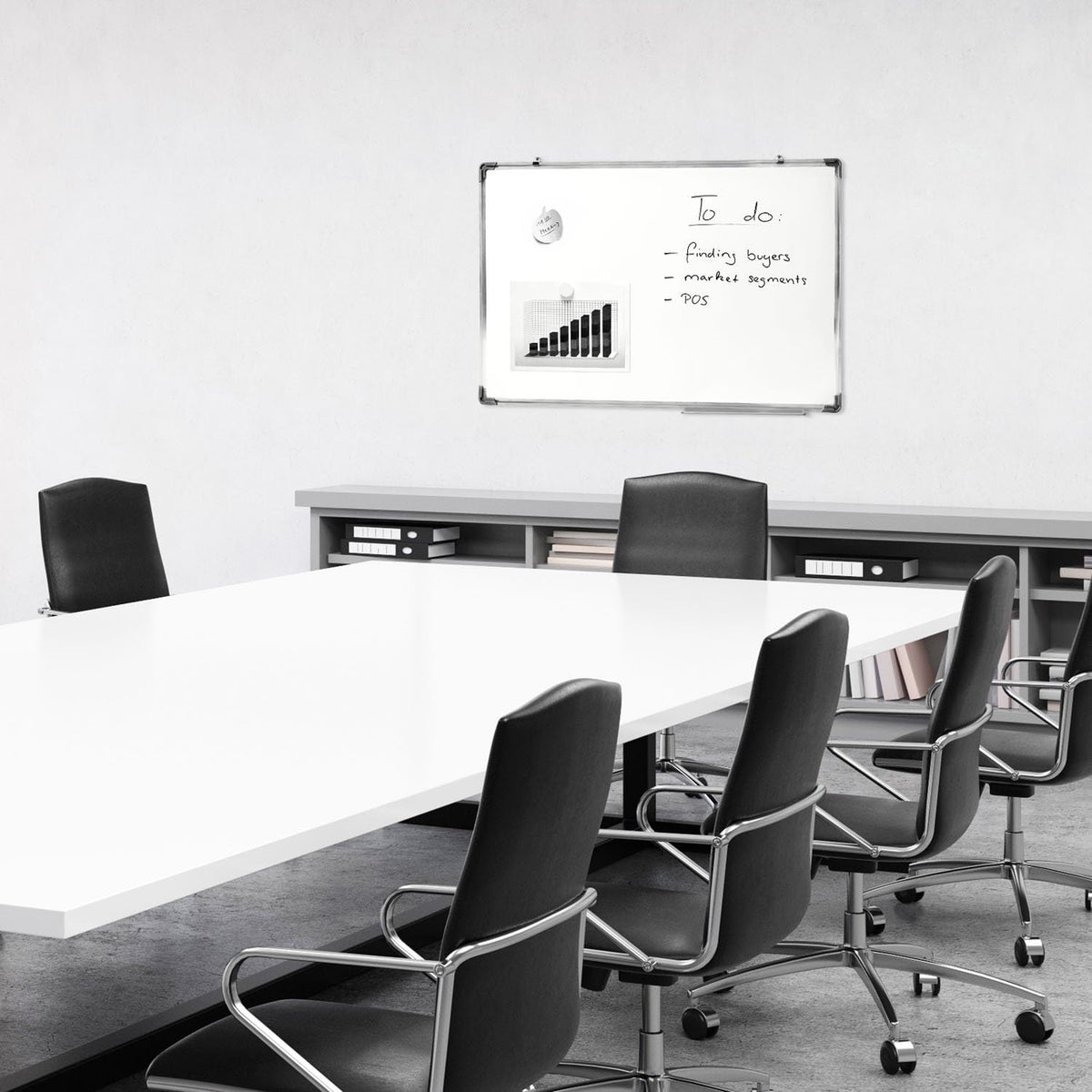 Magnetisches Whiteboard 90x60 cm mit Alurahmen & Ablage #Variante_Classic