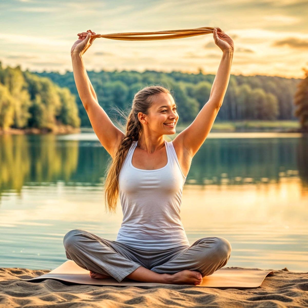 Yoga Gurt 250 cm mit Metall-D-Ring - Rutschfest & Langlebig #Farbe_Beige