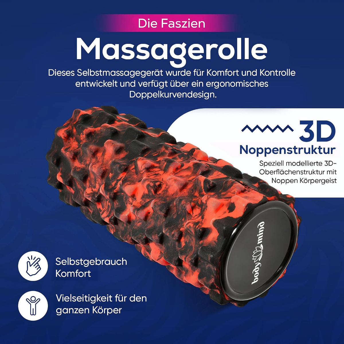 Body & Mind Faszienrolle – Massage-Rolle für Faszientraining #Farbe_Schwarz-Rot