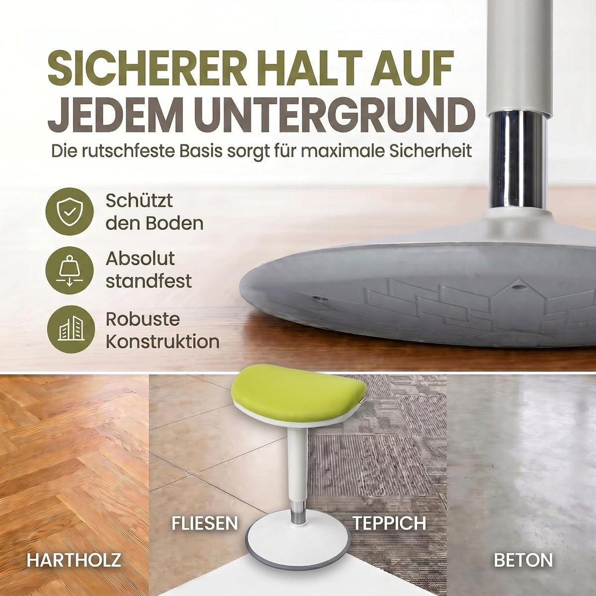 Ergonomischer Stehhocker 35-45cm - Höhenverstellbare Stehhilfe #Farbe_Grün