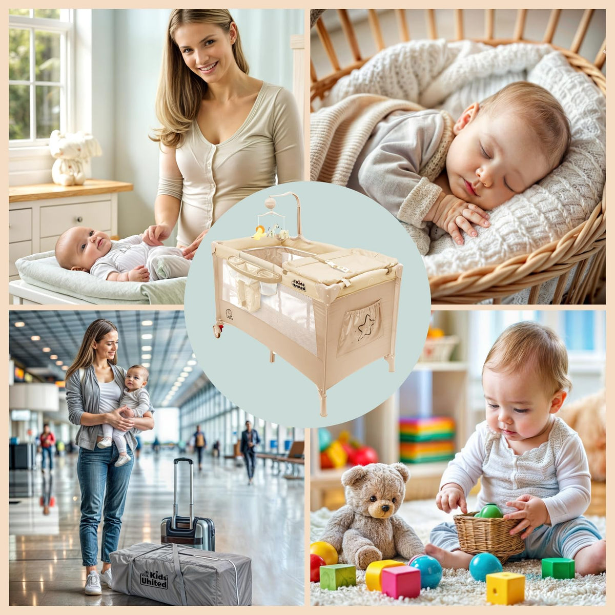 Baby-Reisebett Beige #Farbe_Beige