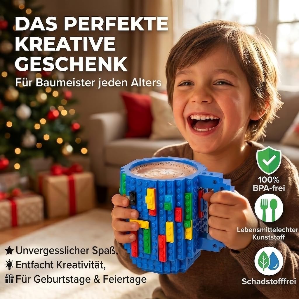 Brick Mug - Bausteine-Kaffeetasse 350ml - Kompatibler DIY Becher #Farbe_Blau