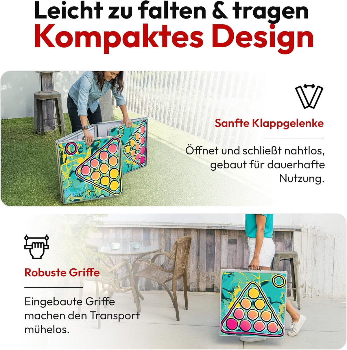 Klappbarer Beer Pong Tisch - Höhenverstellbar & Wasserabweisend #Farbe_Graffiti