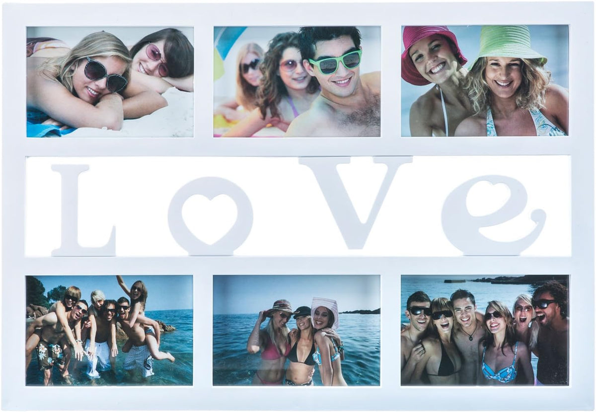LOVE Bilderrahmen für 6 Fotos - Moderner Galerierahmen Weiß #Variante_Love