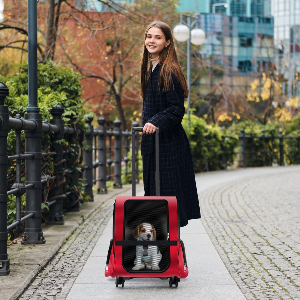 Hunde-Trolley & Haustier-Rucksack – Rot #Farbe_Rot