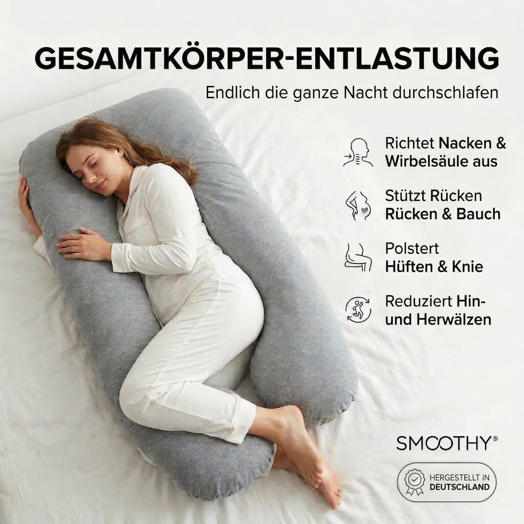 Schwangerschaftskissen & Seitenschläferkissen U-Form Stillkissen #Farbe_Grau