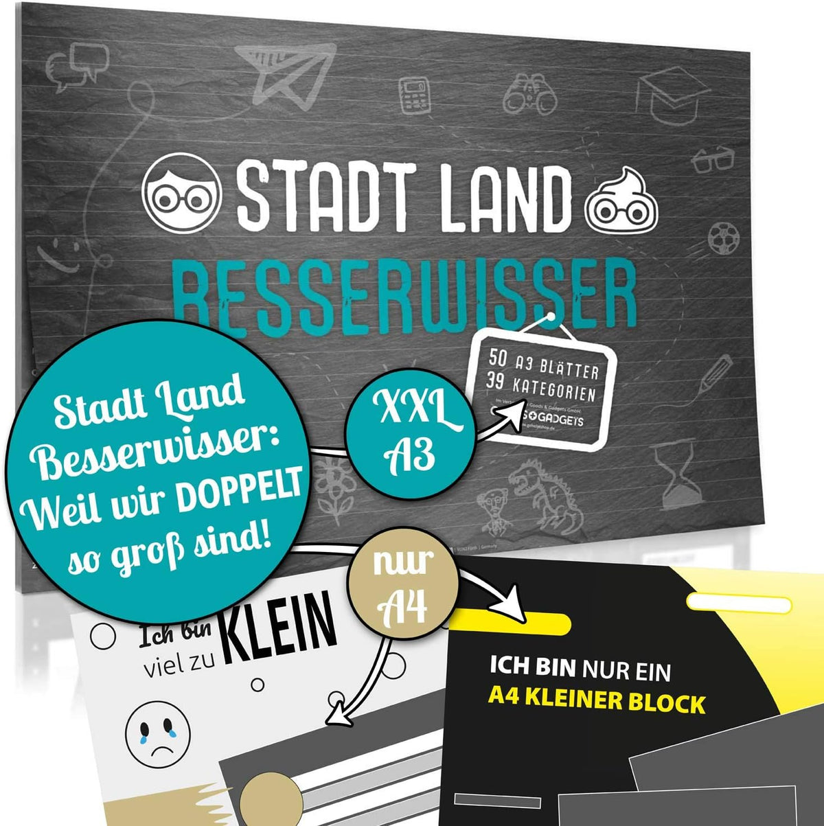 Stadt, Land, Besserwisser – Spielblock in A3 und A4