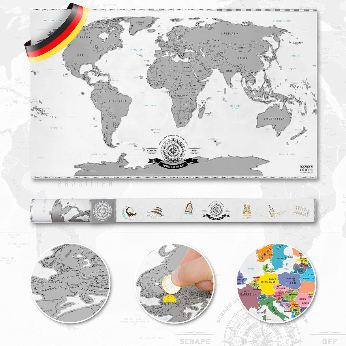 Rubbel-Weltkarte Silber Detailbild #Farbe_Silber
