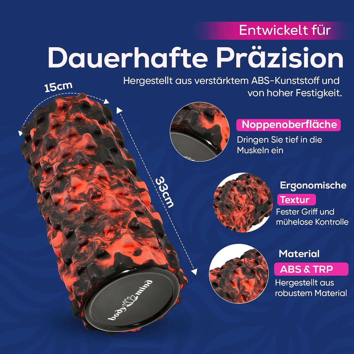 Body & Mind Faszienrolle – Massage-Rolle für Faszientraining #Farbe_Schwarz-Rot