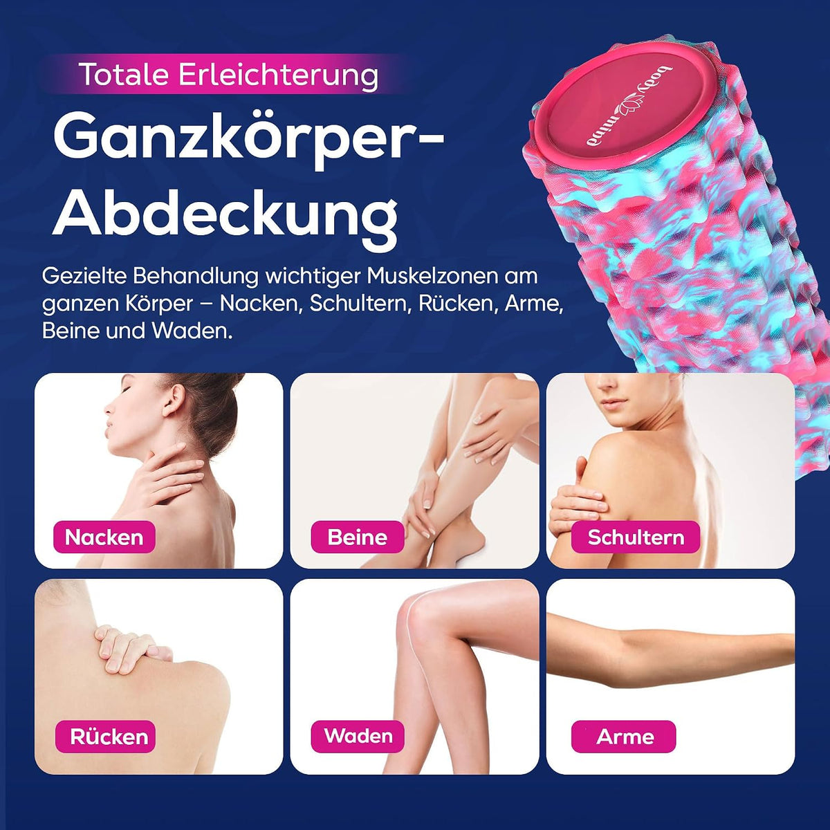Body & Mind Faszienrolle – Massage-Rolle für Faszientraining #Farbe_Pink-Blau