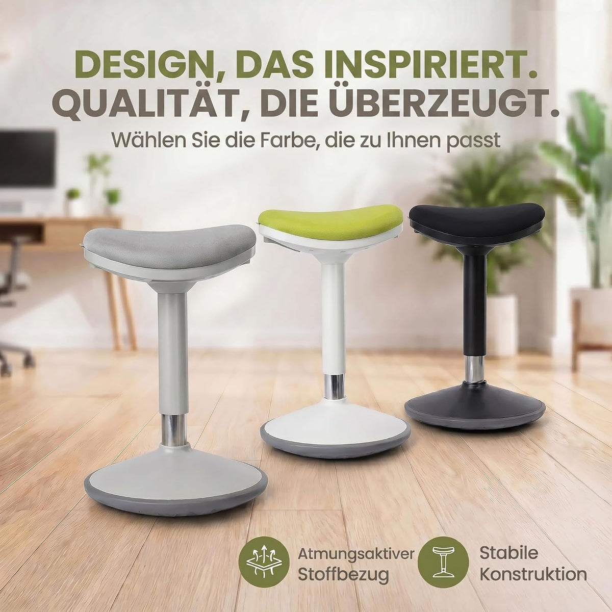 Ergonomischer Stehhocker 35-45cm - Höhenverstellbare Stehhilfe #Farbe_Schwarz