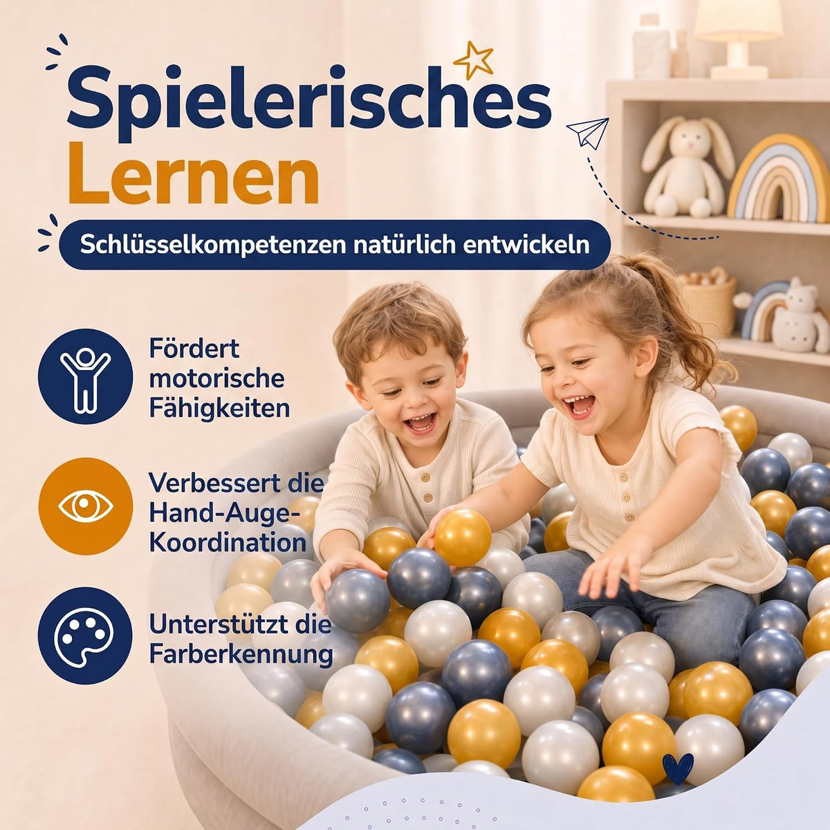 Bällebad-Bälle Gold/Weiß/Silber #Farbe_Gold/Weiß/Silber