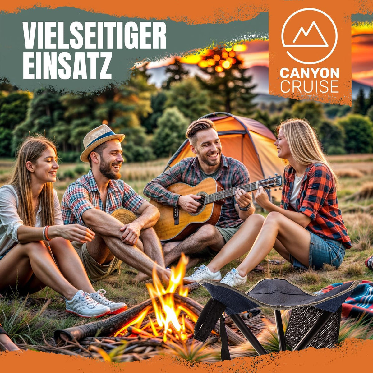 Camping-Hocker – Klappbarer Dreibeinhocker für Festivals & Outdoor #Variante_Deluxe #Anzahl_1