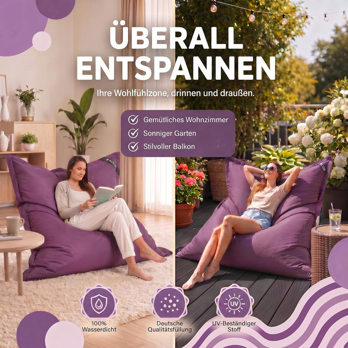 LazyBag XXL – archivierte doppelte Aufnahme (Violett) #Farbe_Archiv