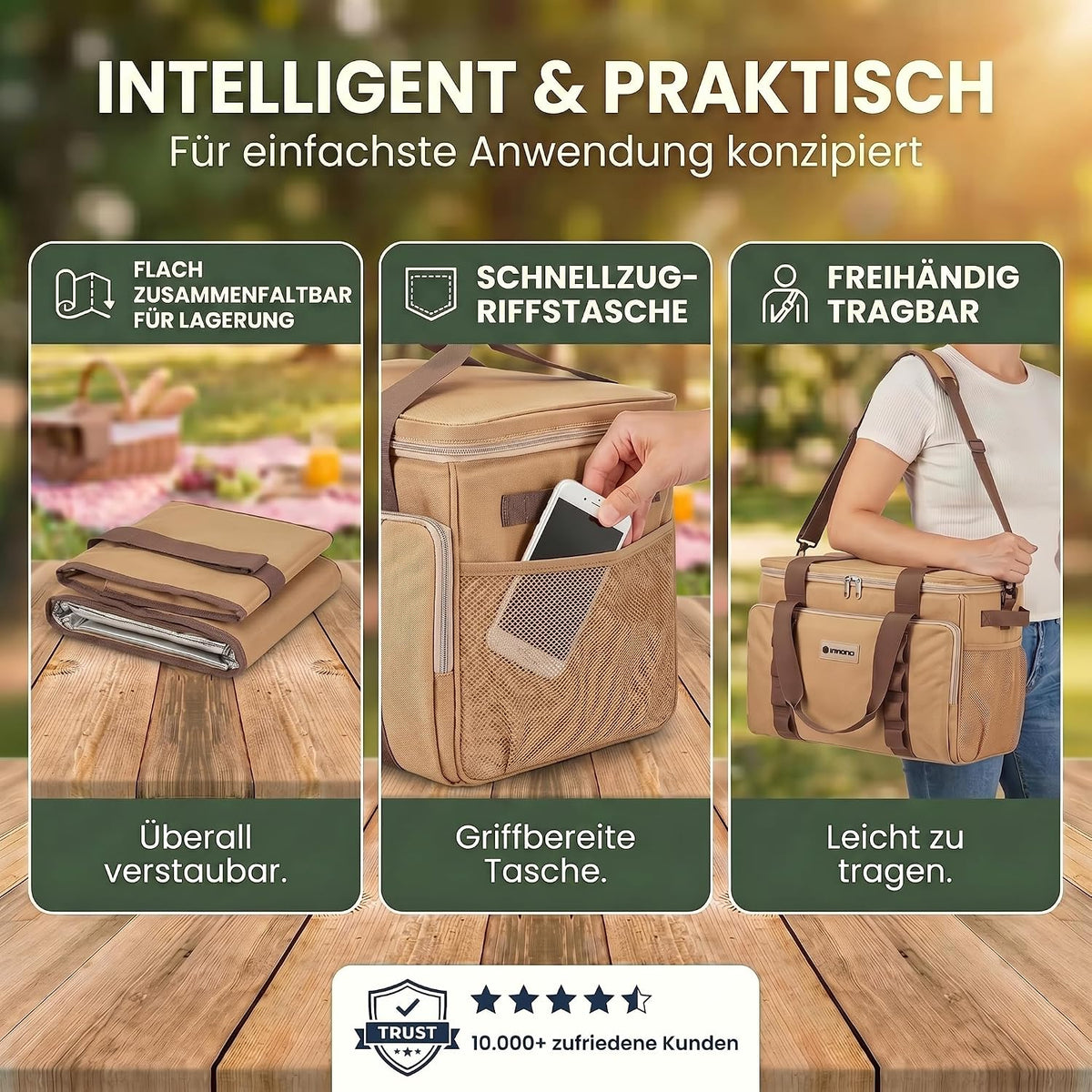 XXL Kühltasche 45L - Isolierte Thermotasche für Picknick & Camping
