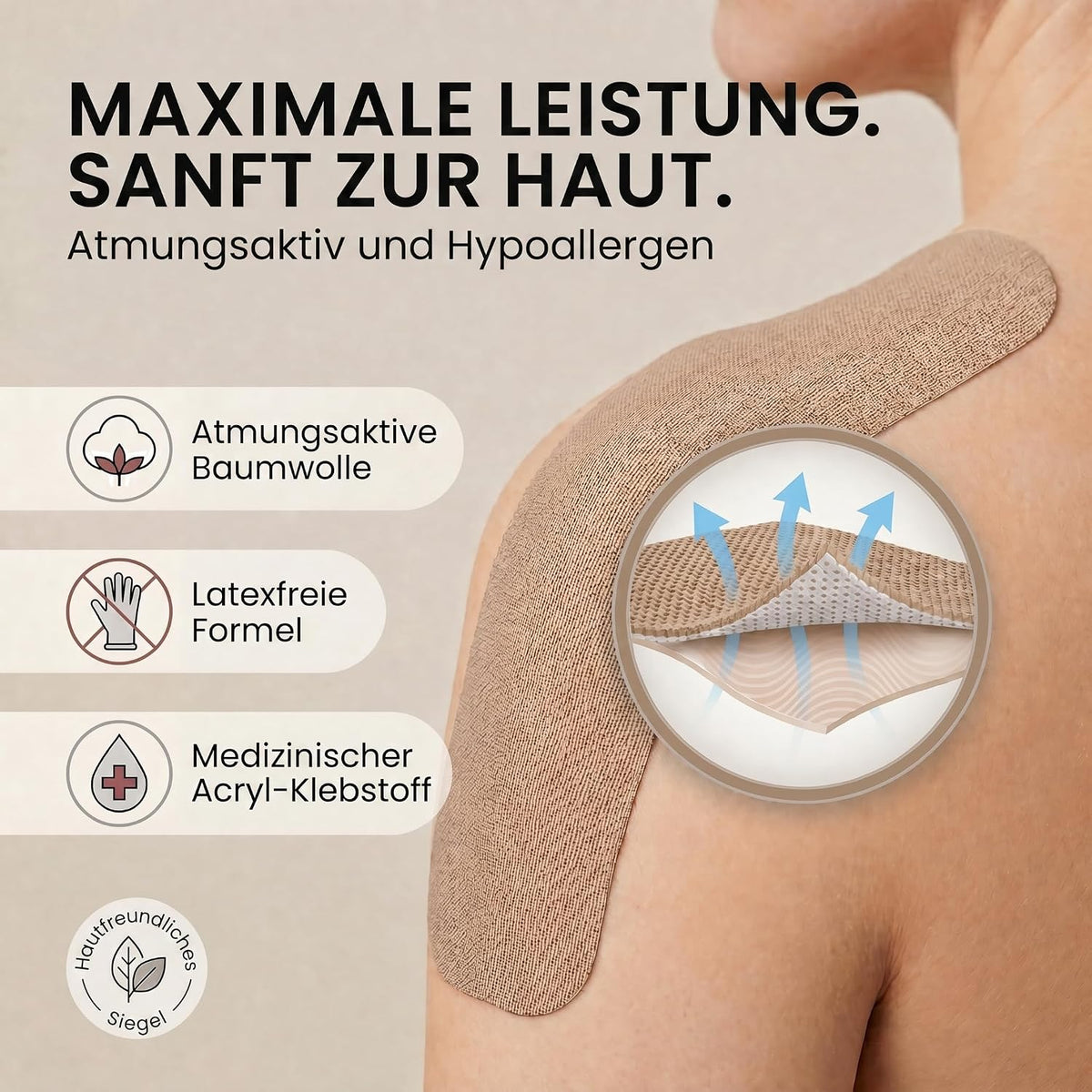 Kinesiologie Tape 10cm x 5m – Extra breites Sporttape Physio
