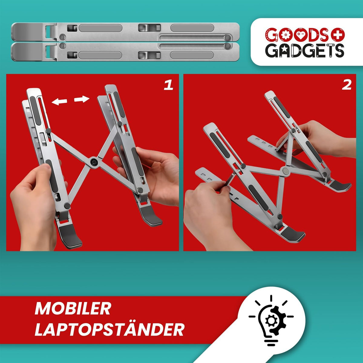 Ergonomische Laptophalterung – Faltbar & Höhenverstellbar #Variante_Edelstahl