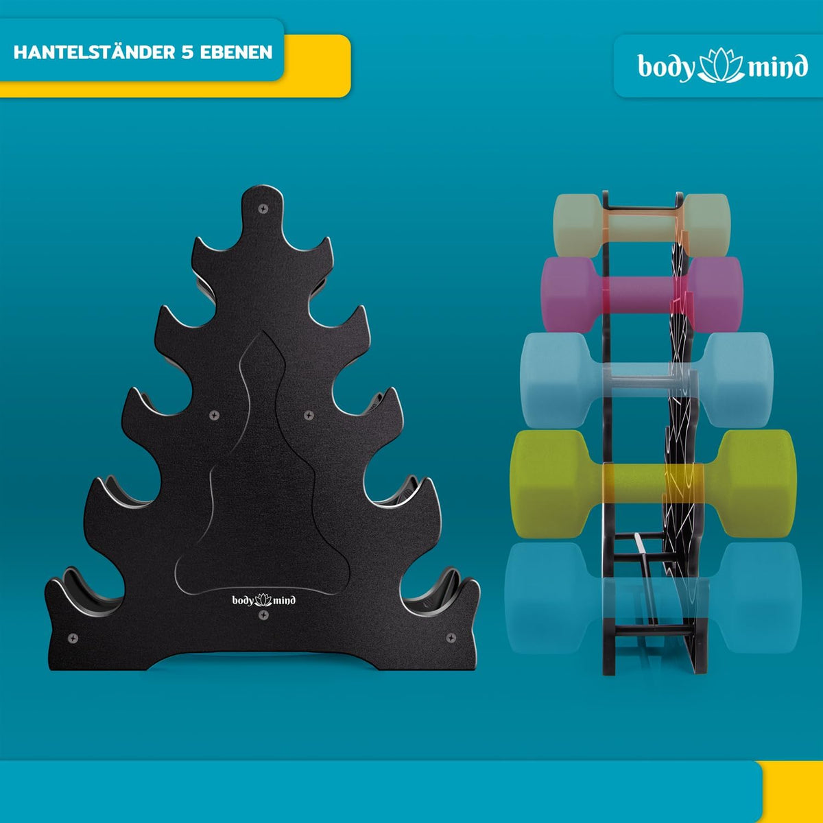 Neopren-Kurzhantel-Set mit Ständer – Platzsparendes Home-Gym #Variante_5 Ebenen - 10 Hanteln