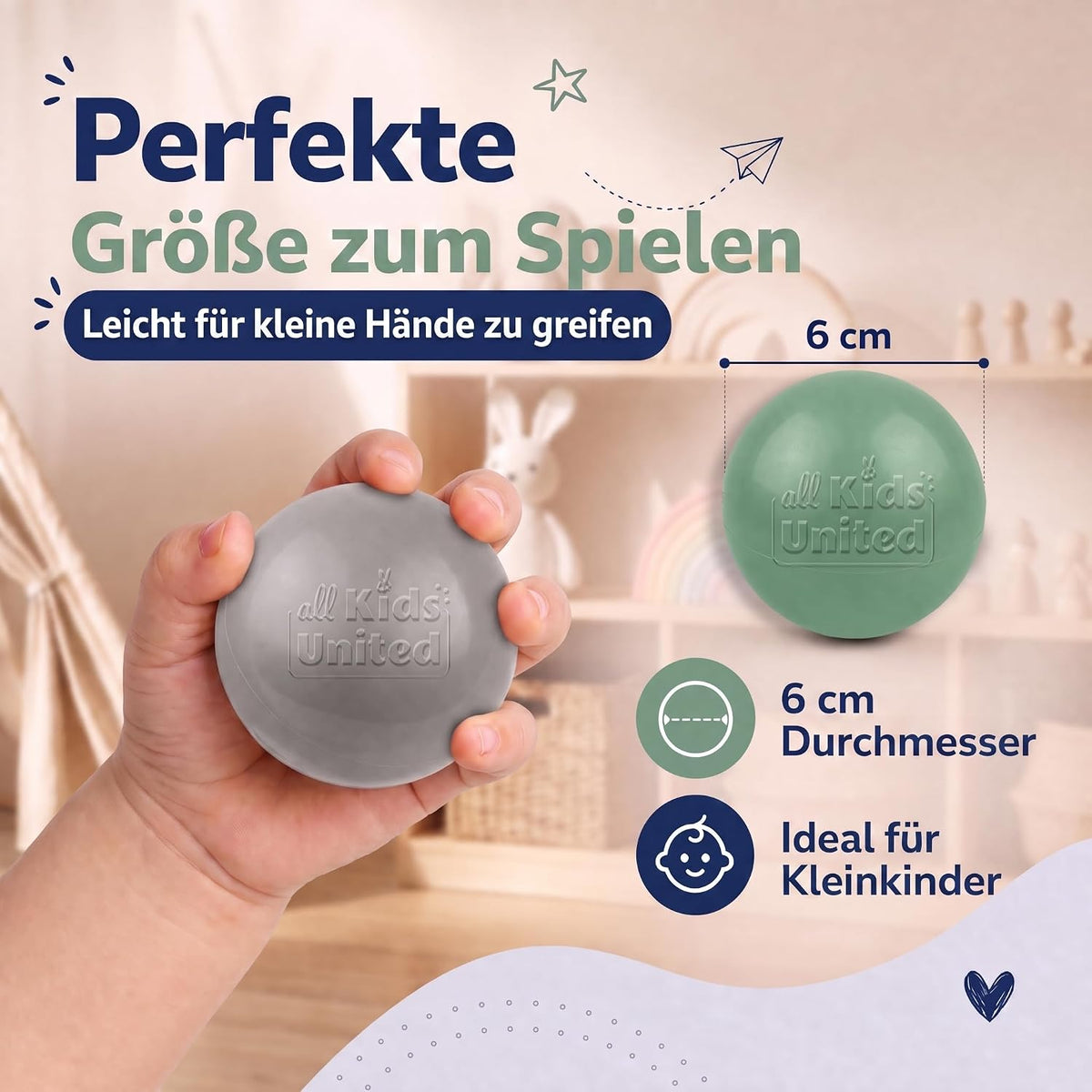 Bällebad-Bälle Grün/Grau/Weiß #Farbe_Grün/Grau/Weiß