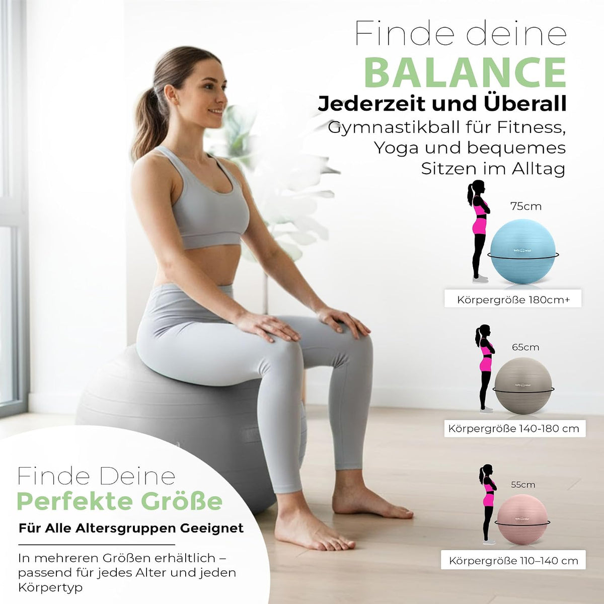 Gymnastikball Größenübersicht mehrerer Farben #ausschluss