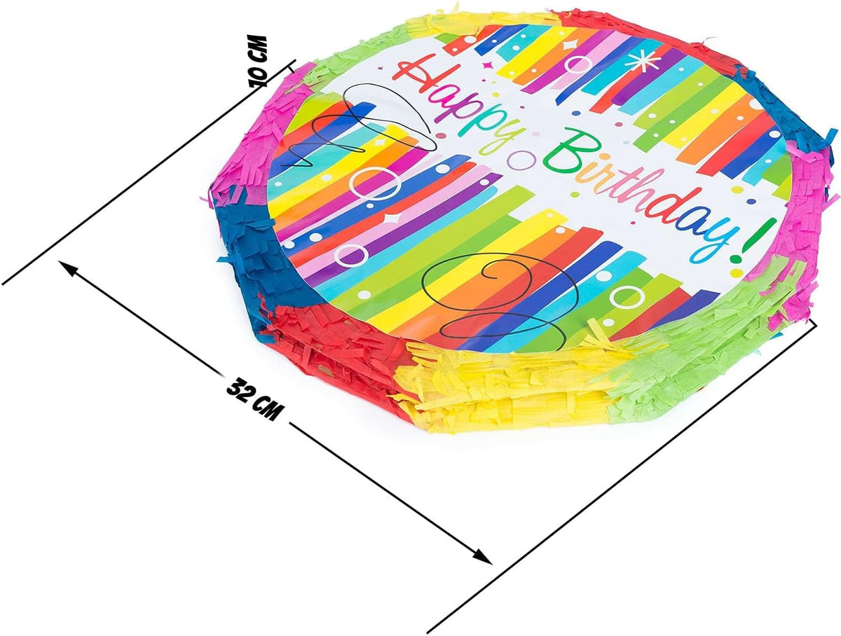 Piñata Set für Kindergeburtstag mit Stab & Augenmaske – Bunter Spaß