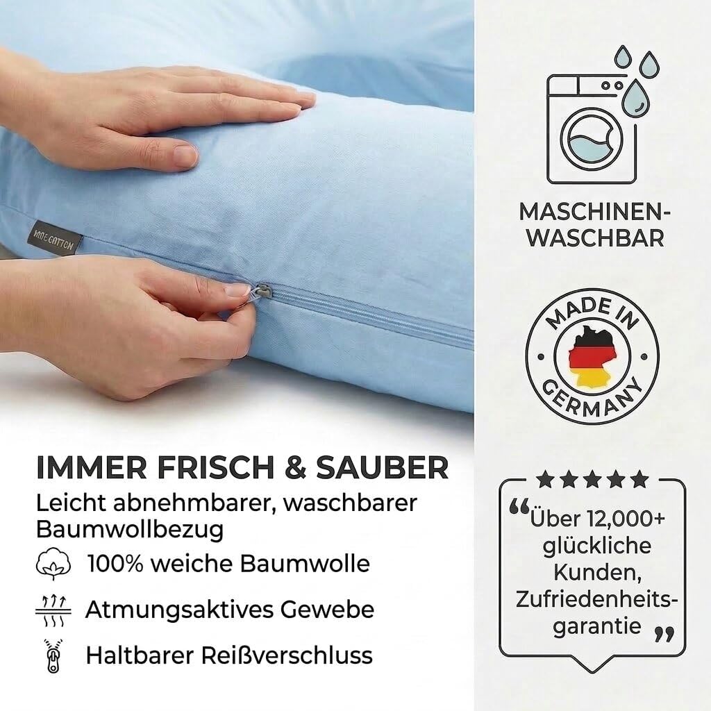 Schwangerschaftskissen & Seitenschläferkissen U-Form Stillkissen #Farbe_Hellblau