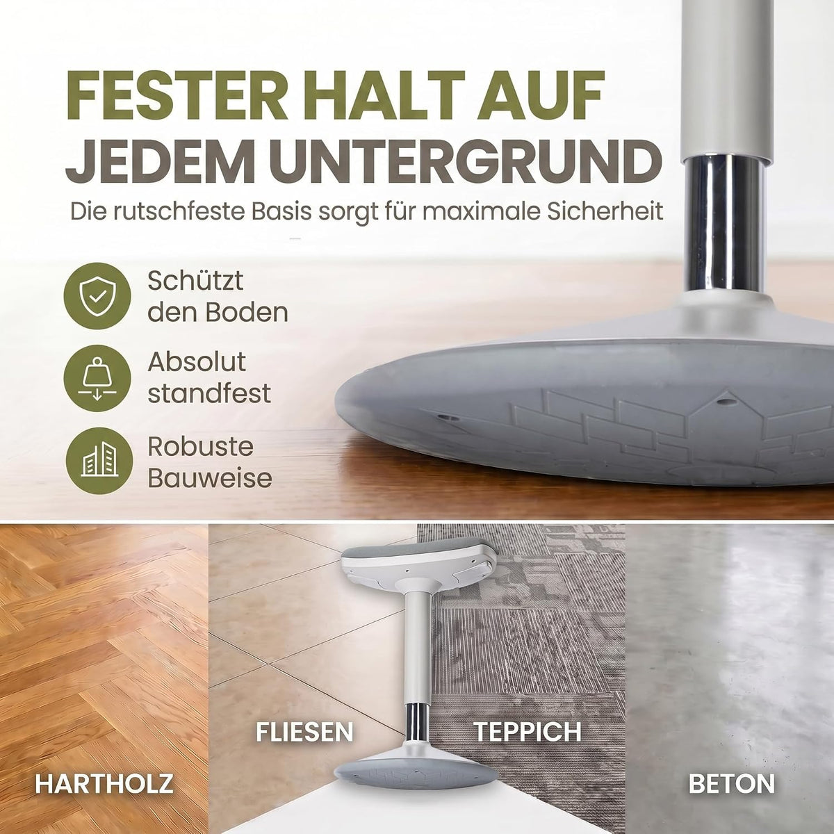 Ergonomischer Stehhocker 35-45cm - Höhenverstellbare Stehhilfe #Farbe_Hellgrau