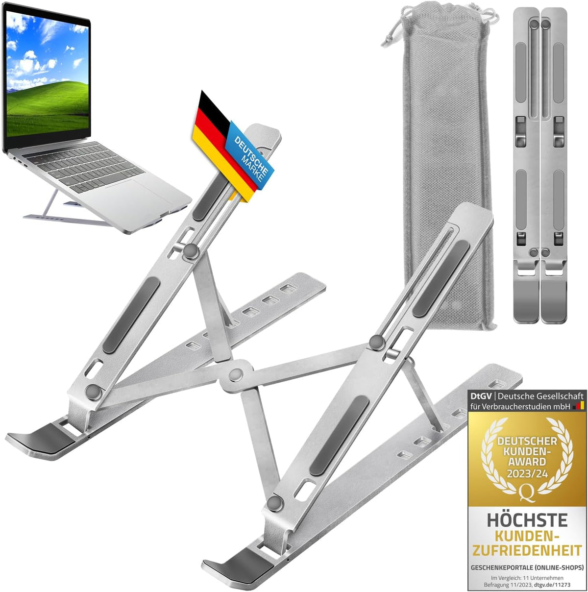 Ergonomische Laptophalterung – Faltbar & Höhenverstellbar #Variante_Edelstahl