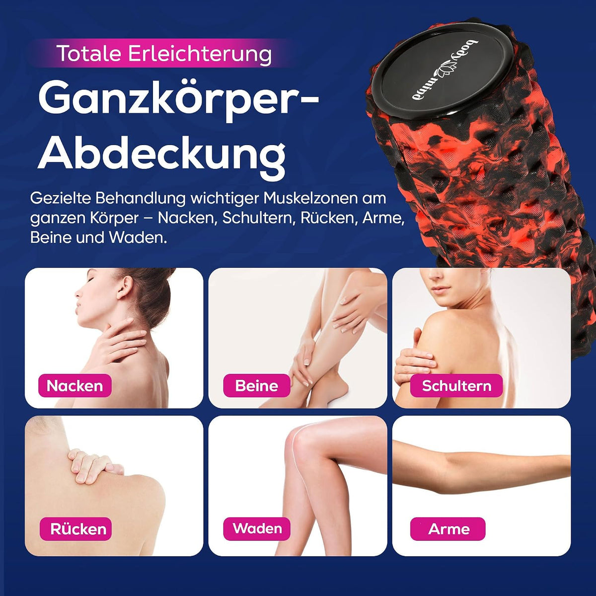 Body & Mind Faszienrolle – Massage-Rolle für Faszientraining #Farbe_Schwarz-Rot