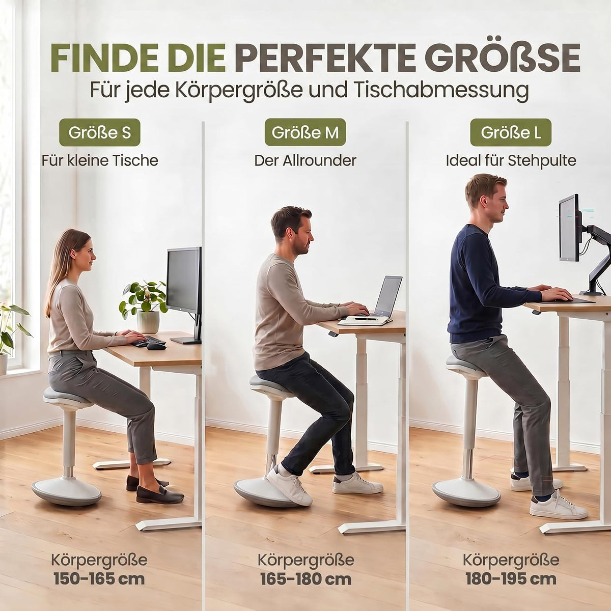 Ergonomischer Stehhocker 35-45cm - Höhenverstellbare Stehhilfe #Farbe_Hellgrau