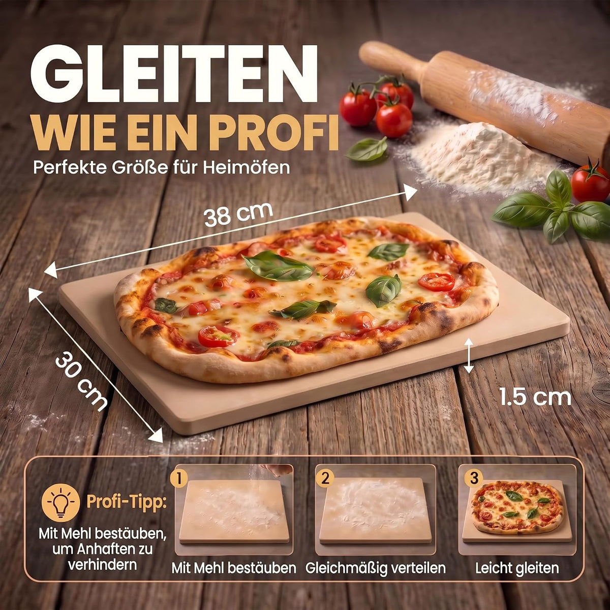 Pizzastein für Backofen & Gasgrill #Variante_Eckig