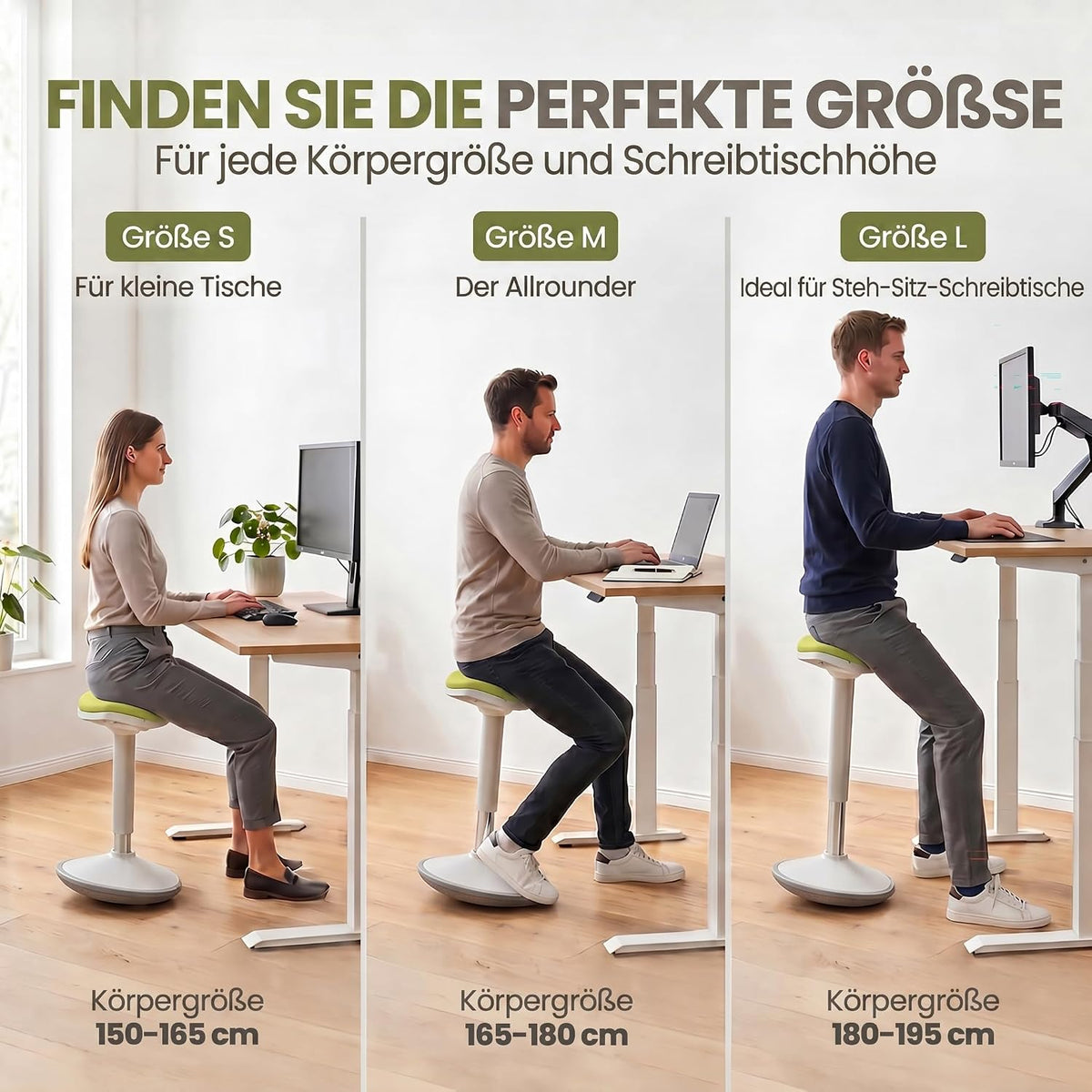 Ergonomischer Stehhocker 35-45cm - Höhenverstellbare Stehhilfe #Farbe_Grün