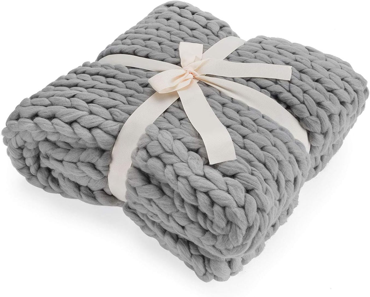 Grobstrickdecke 180 x 120 cm Grau #Farbe_Grau