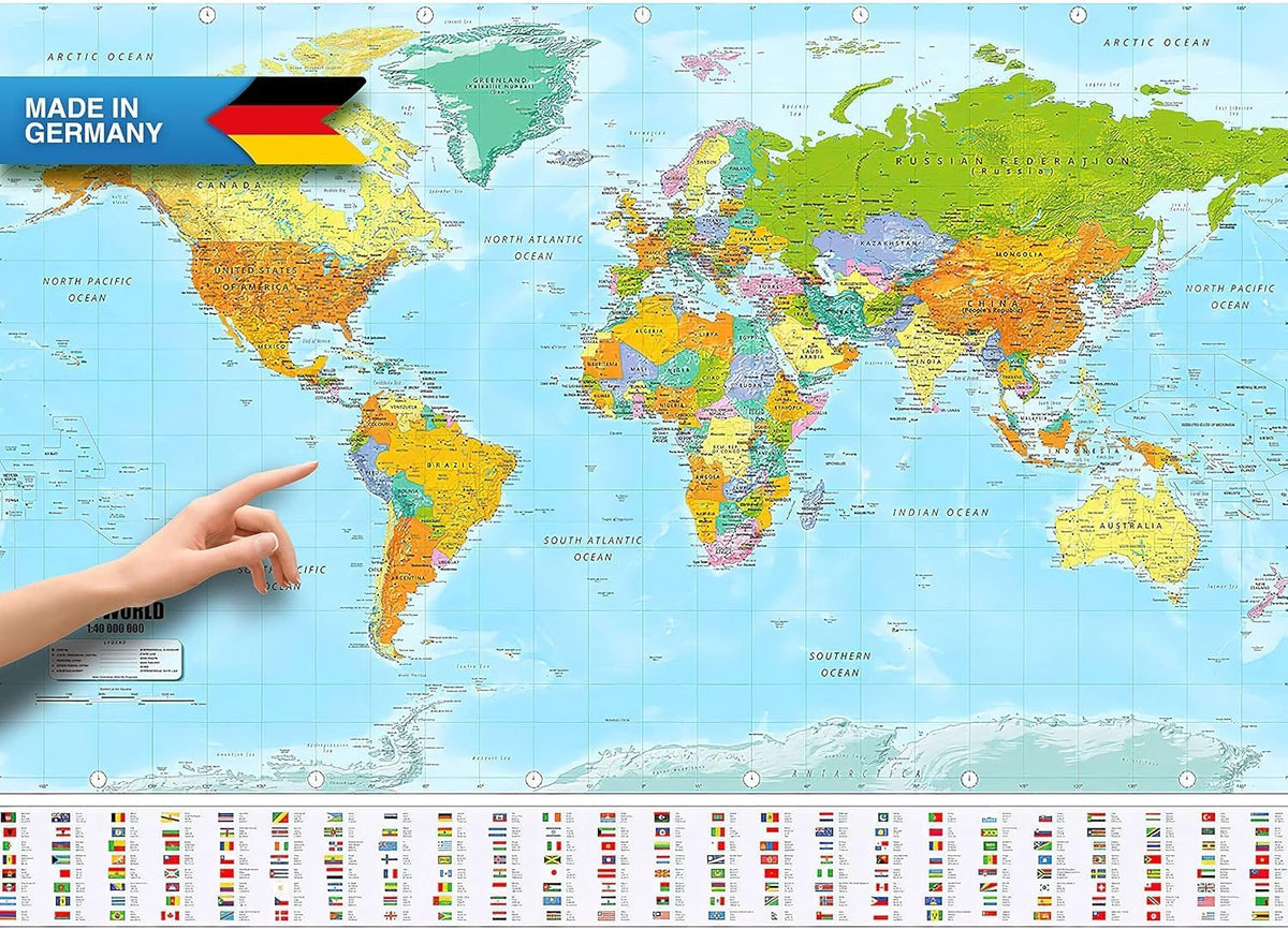 Weltkarte XXL Poster 140x100 cm – Detaillierte Landkarte mit Flaggen #Anzahl_5