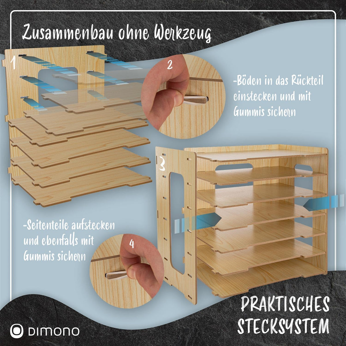 Bambus Dokumentenablage Schreibtisch-Organizer mit 5 Fächern