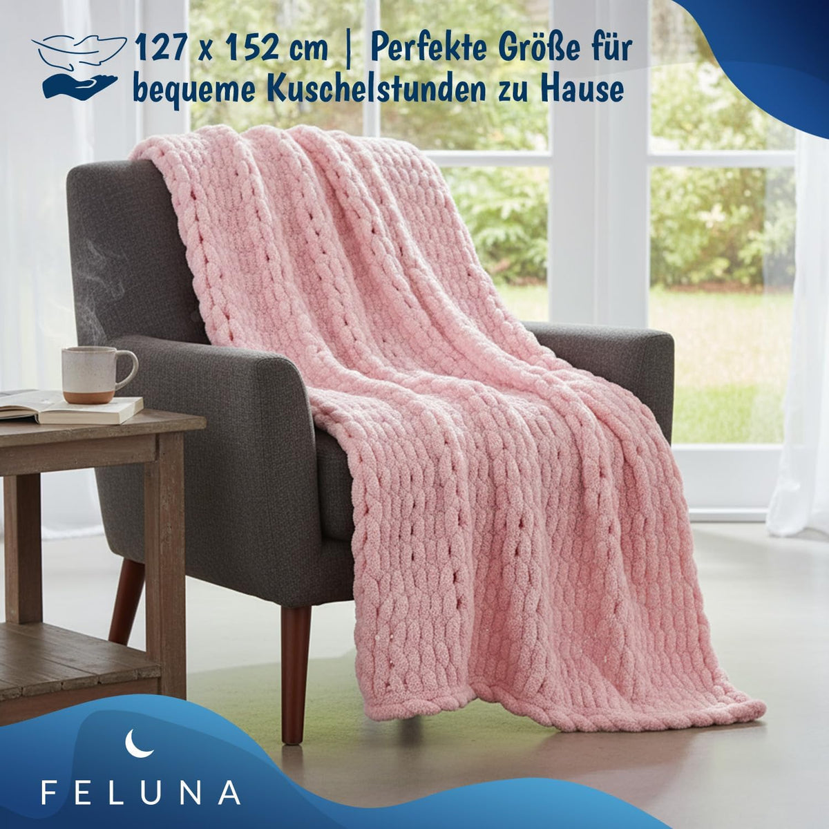 Feluna Grobstrickdecke Pink #Farbe_Pink