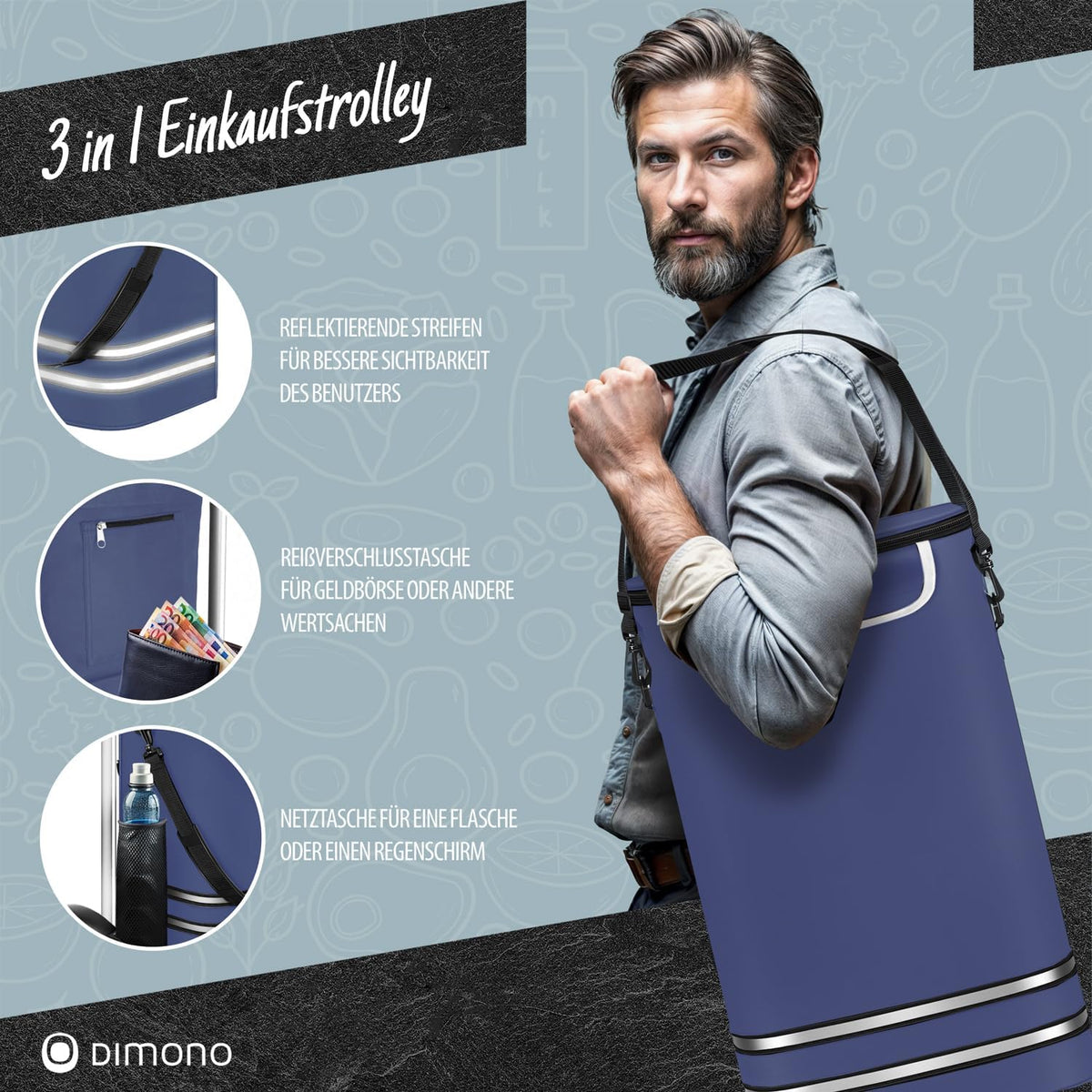 Dimono Einkaufstrolley – Blau #Farbe_Blau