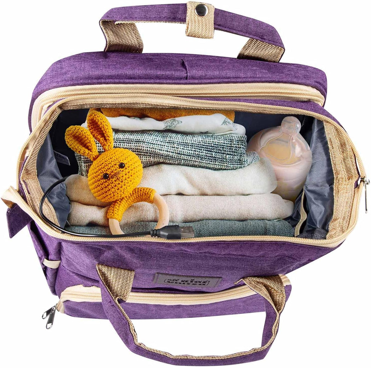 all Kids United® 2in1 Wickelrucksack & Reisebett – Premium Qualität #Farbe_Grau