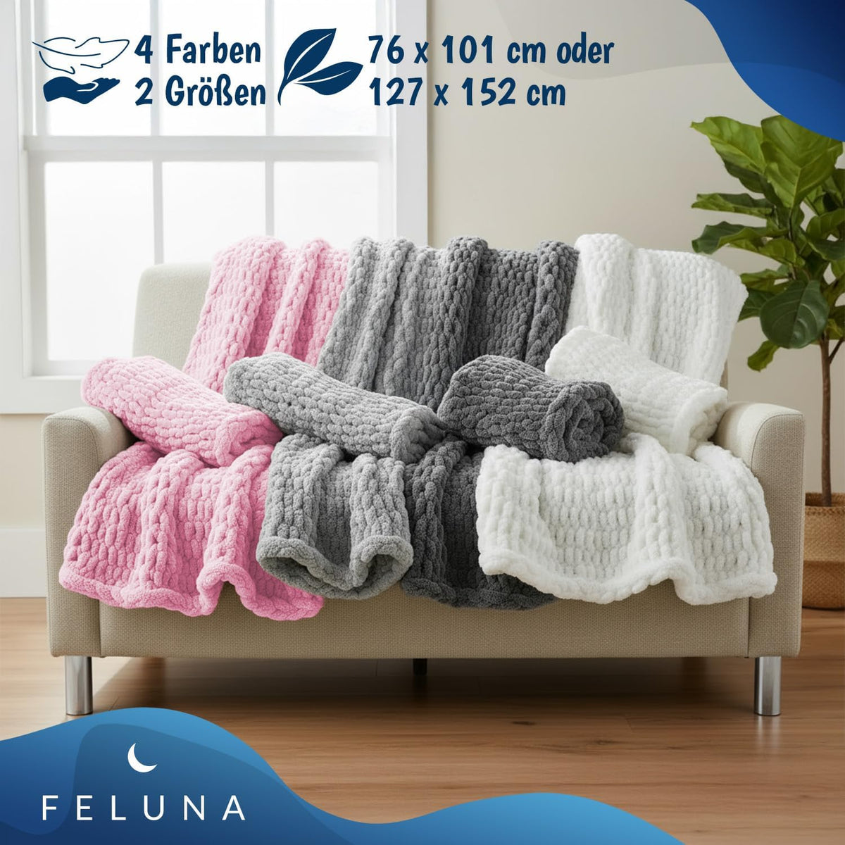 Feluna Grobstrickdecke Pink #Farbe_Pink