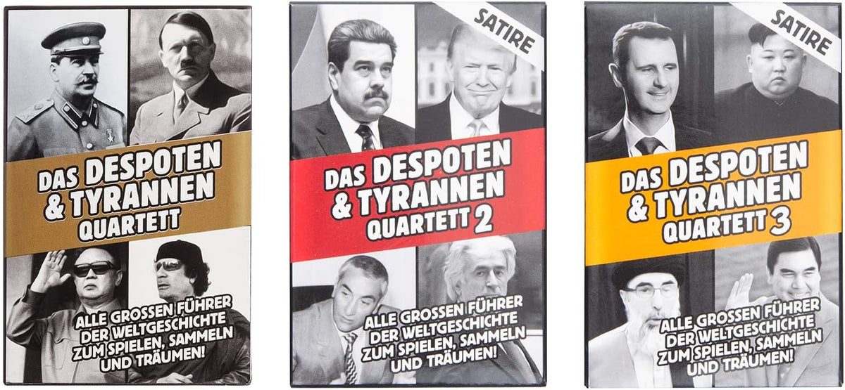 Diktatoren Quartett – Witziges Tyrannen Kartenspiel für Erwachsene #Variante_3er Set (Komplett)