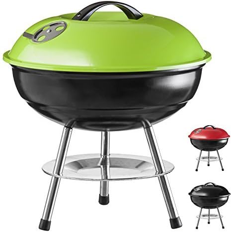 Micro BBQ Kugelgrill - Kompakter Holzkohle-Reisegrill für Camping #Farbe_Grün