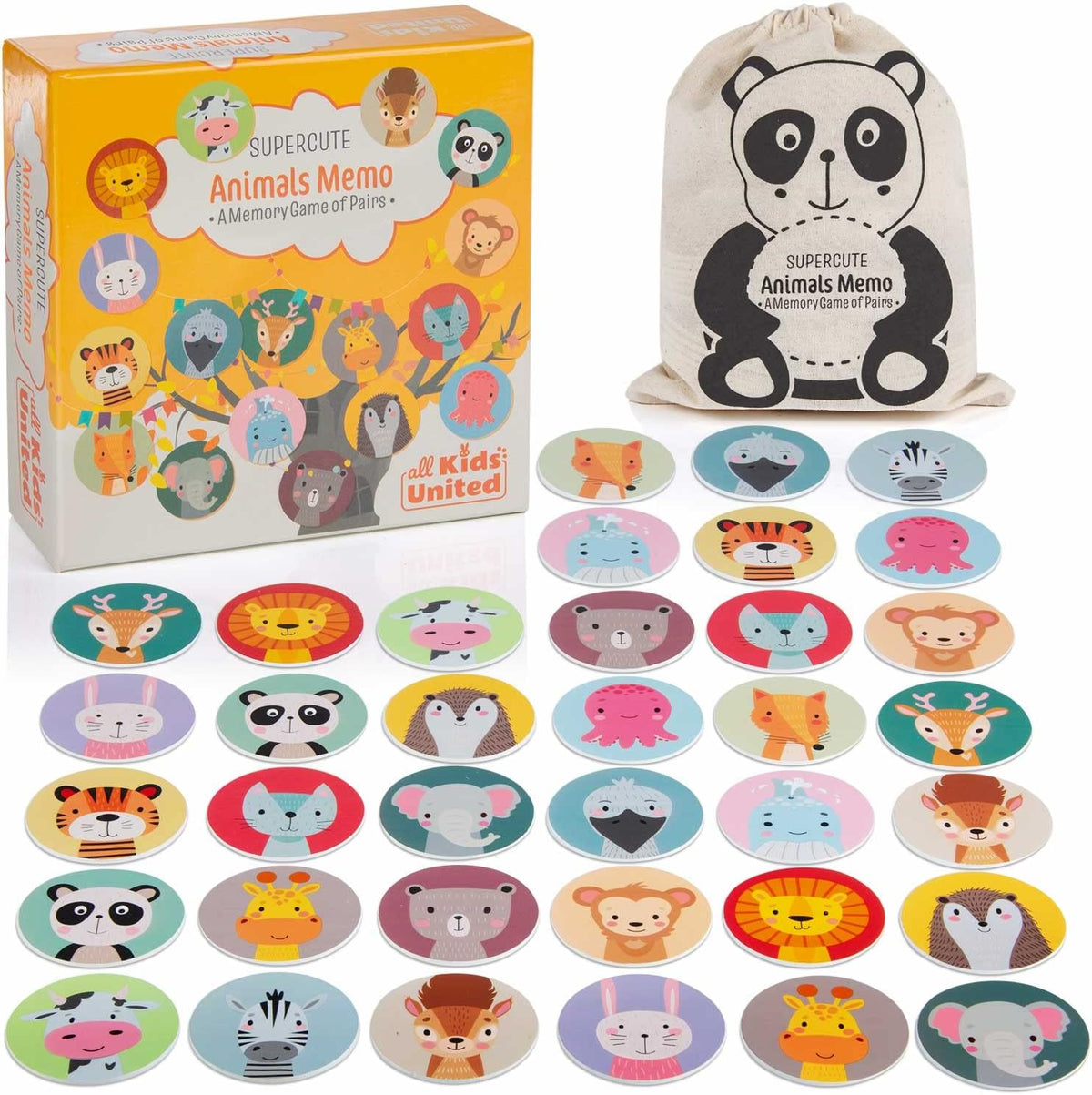 Memo² Holz-Memory für Kinder - Hochwertiges Tier-Gedächtnisspiel #Variante_Holz Deluxe (36 Karten)