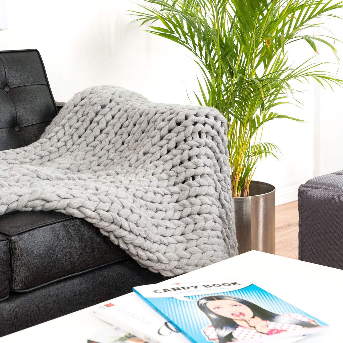 Grobstrickdecke 180 x 120 cm Grau #Farbe_Grau
