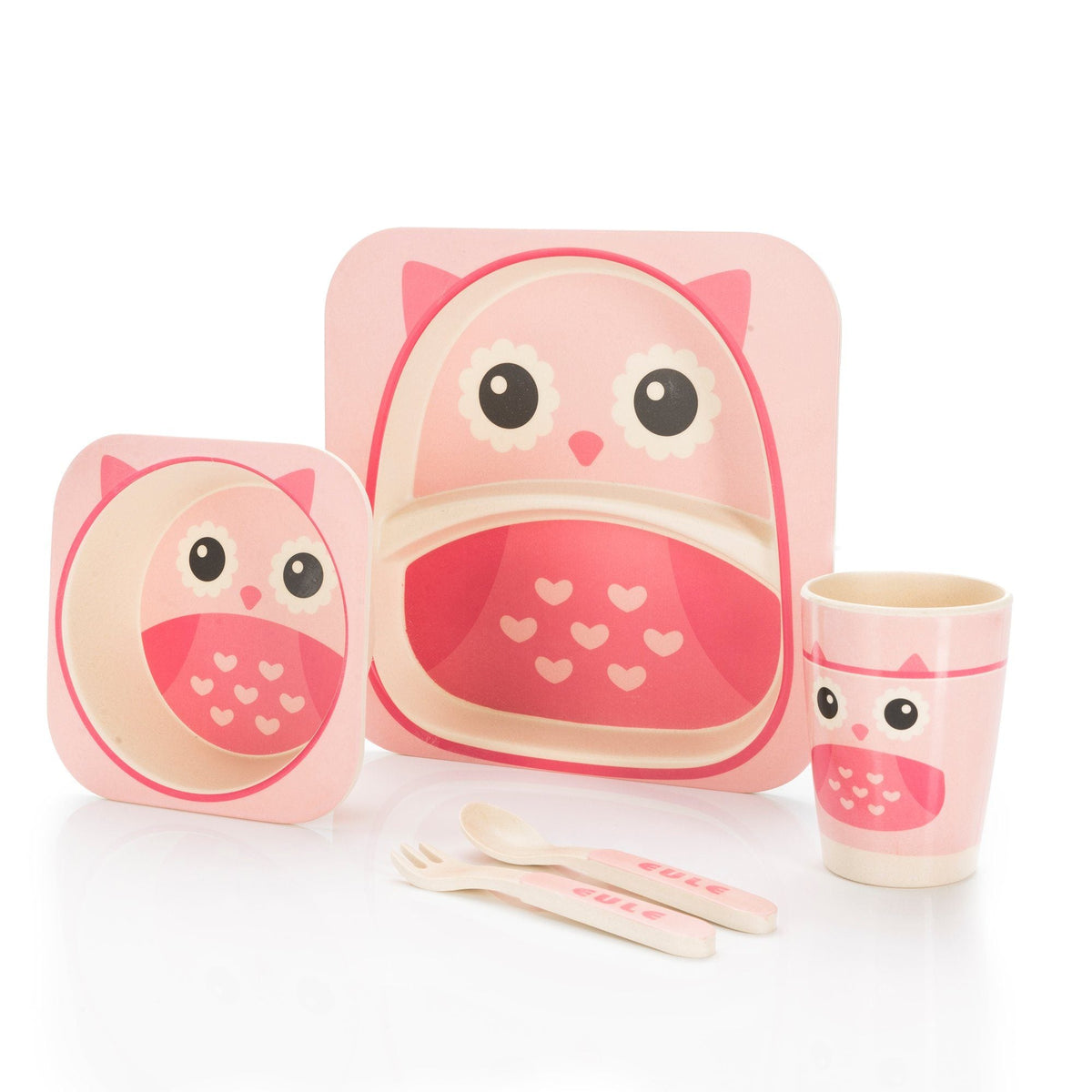Rutschfestes 5-teiliges Kindergeschirr-Set - BPA-frei & Nachhaltig #Variante_Eule