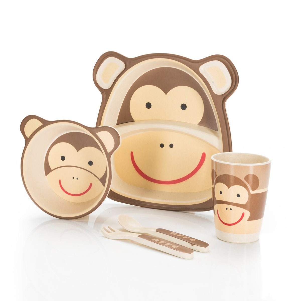 Rutschfestes 5-teiliges Kindergeschirr-Set - BPA-frei & Nachhaltig #Variante_Affe