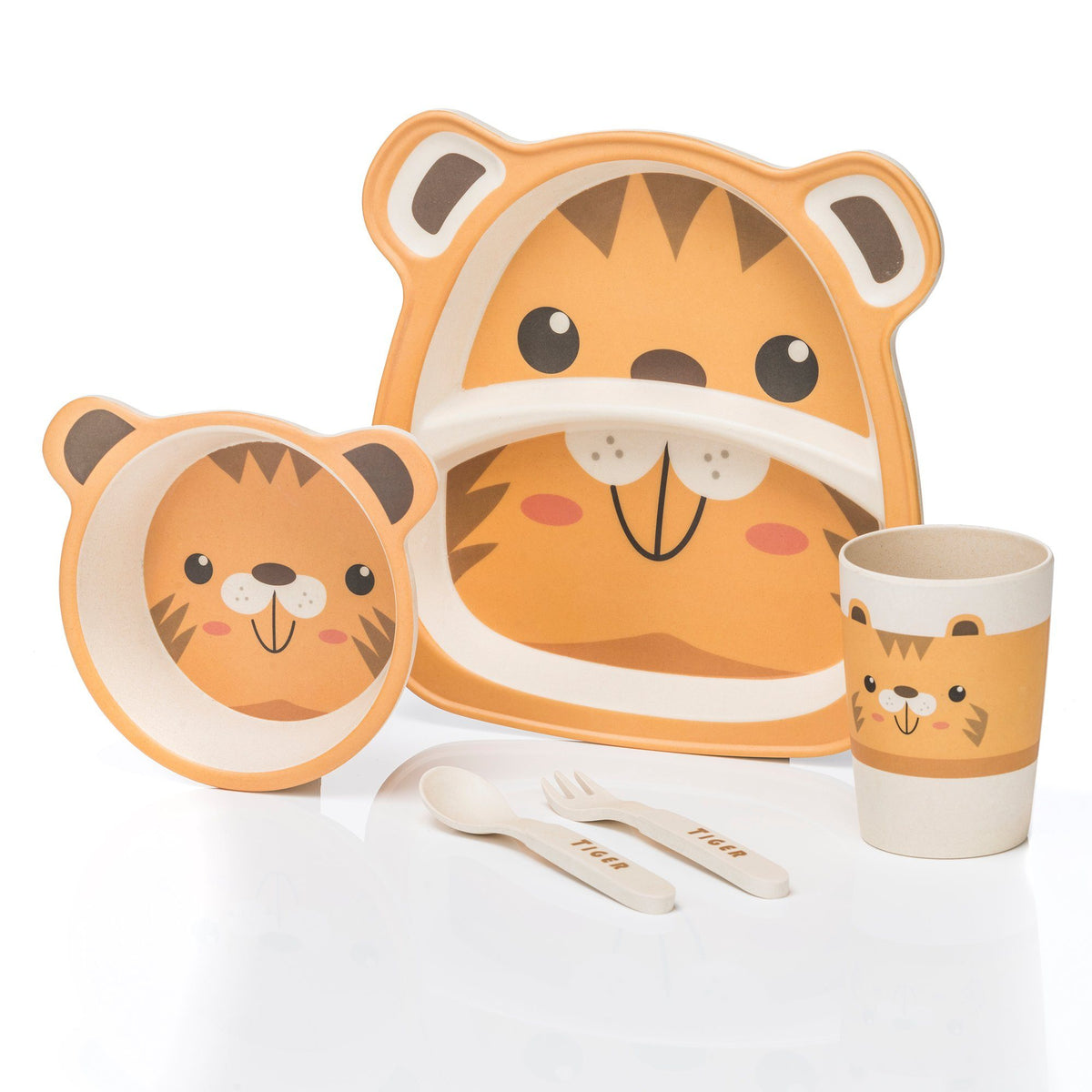 Rutschfestes 5-teiliges Kindergeschirr-Set - BPA-frei & Nachhaltig #Variante_Tiger