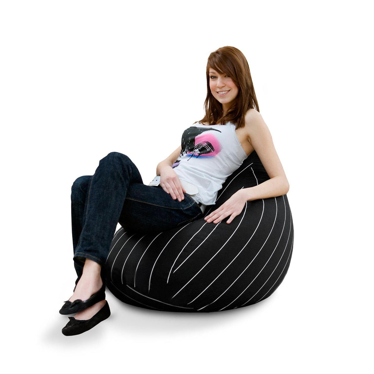 Smoothy Sitzsack - Sitzkissen Lounge Eggshell - Stripes – Hauptbild