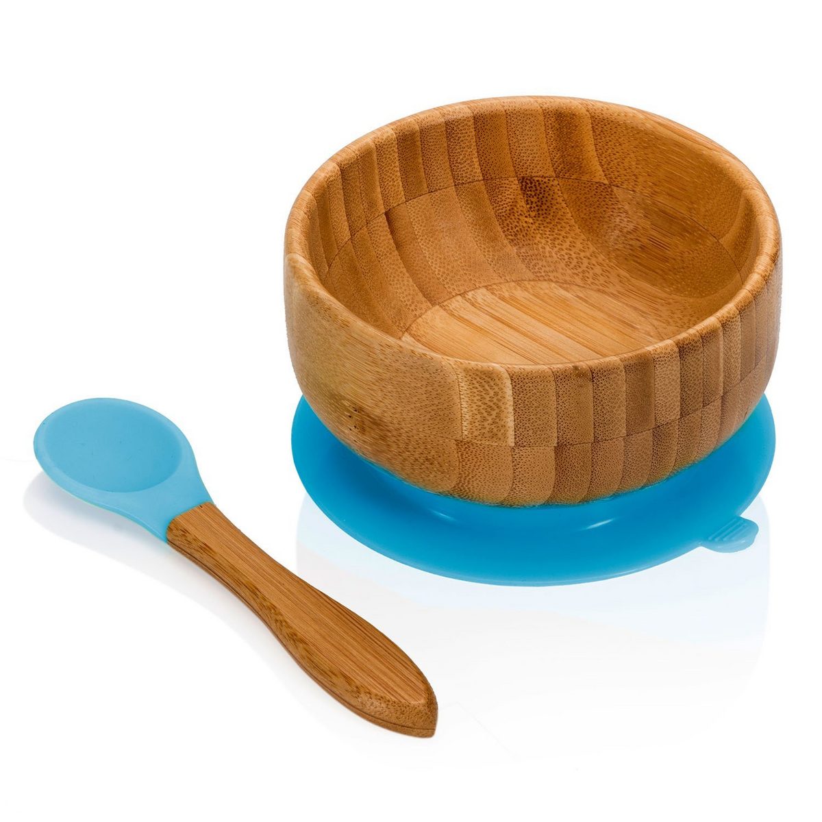 Bambus Baby-Schüssel mit Saugnapf - Rutschfester & BPA-freier Teller – PT05 #Farbe_Blau