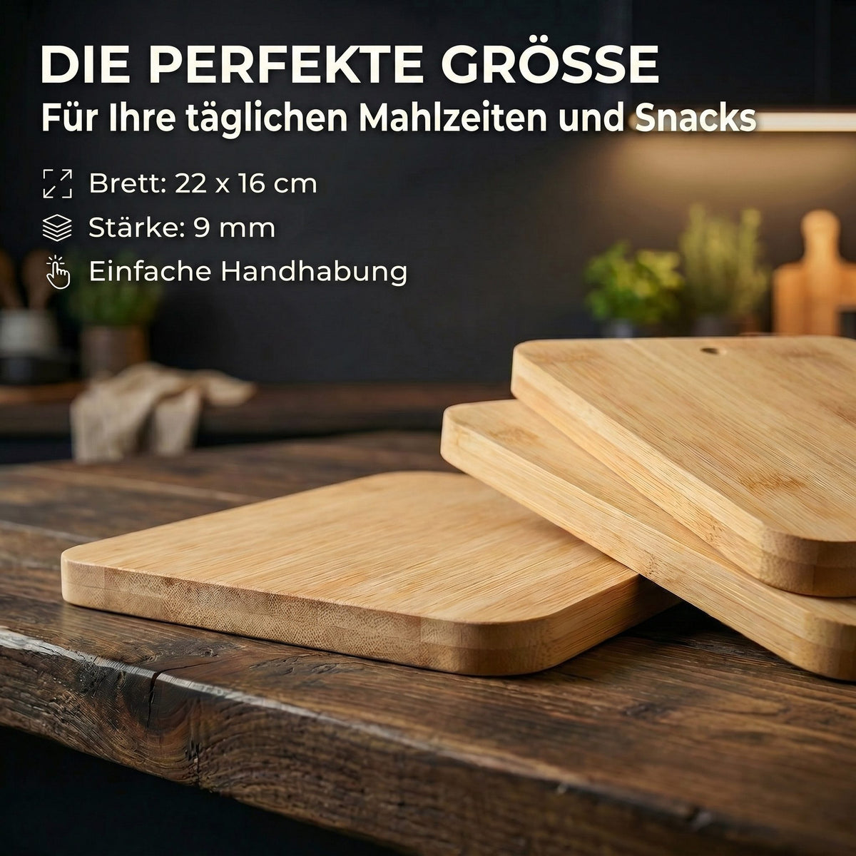 Bambus-Frühstücksbrettchen 6er Set mit Ständer – Klingenschonend – PT06